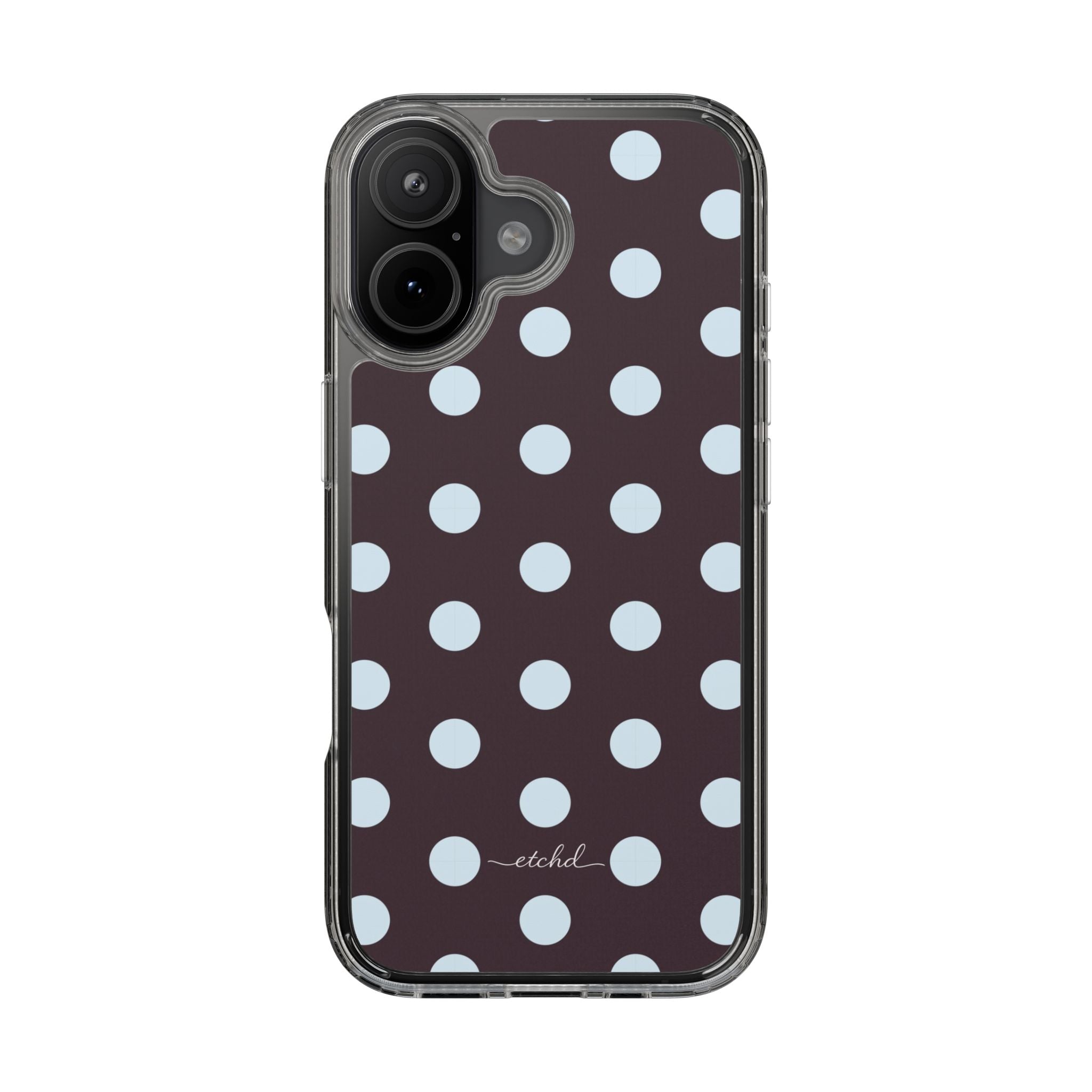 Blue And Plum Polka Dot Clear Phone Case by etchd, view 35