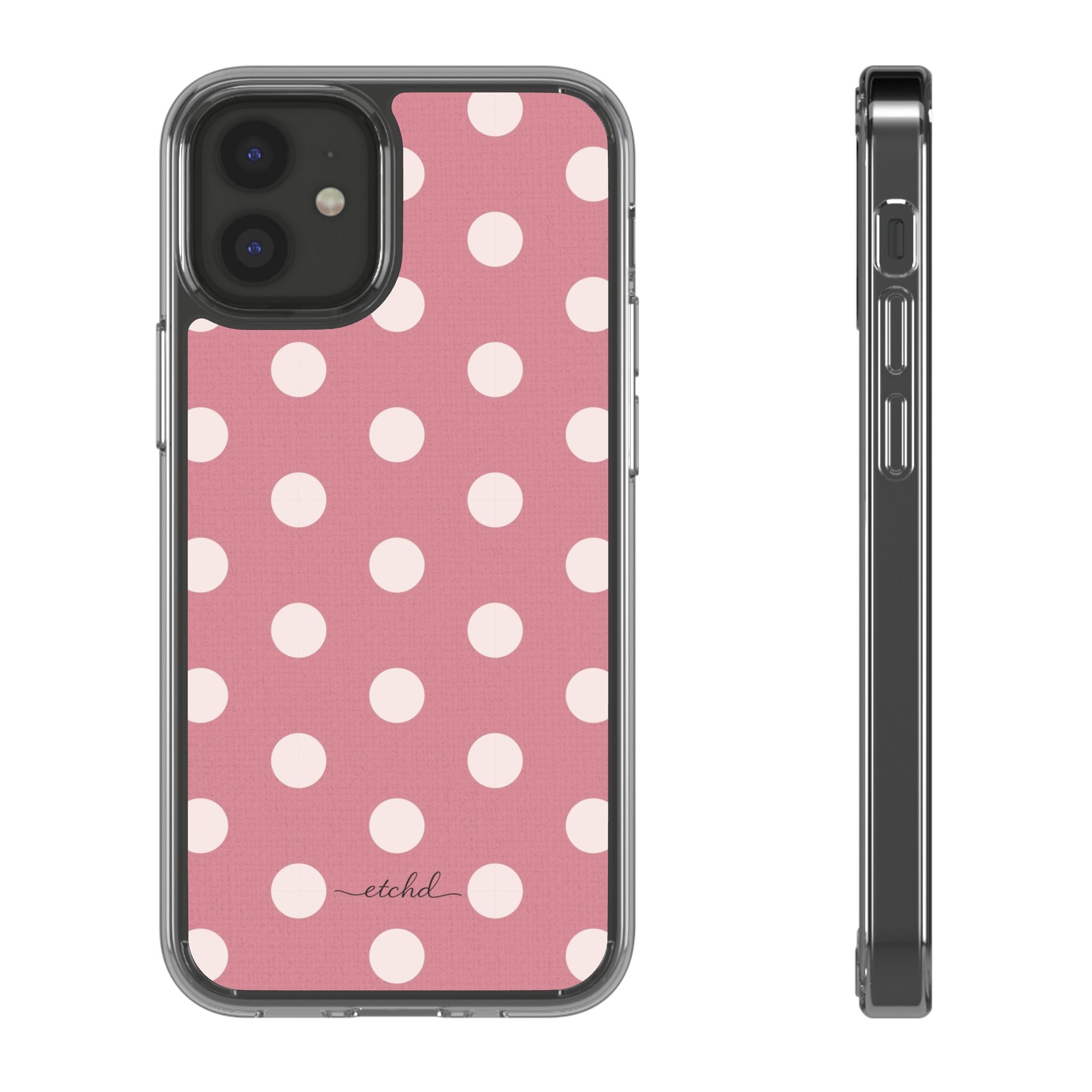 Cream & Blush Polka Dot Clear Phone Case by etchd, view 2