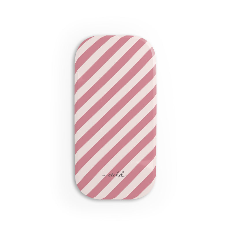 Blush & Cream Striped Diagonal Click-On Phone Grip by etchd