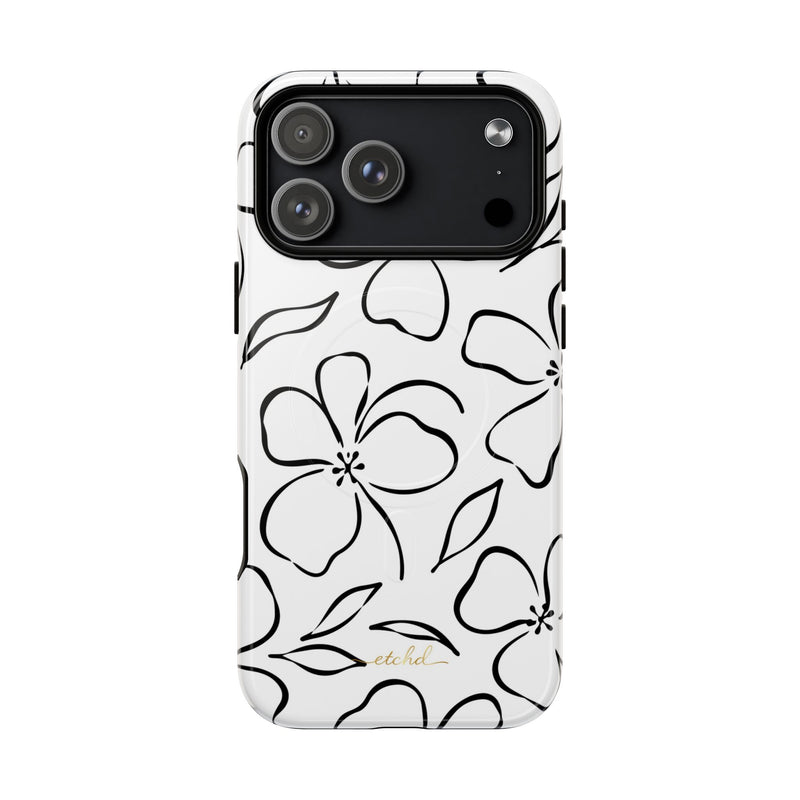 White & Black Floral Magnetic Phone Case by etchd, view 31