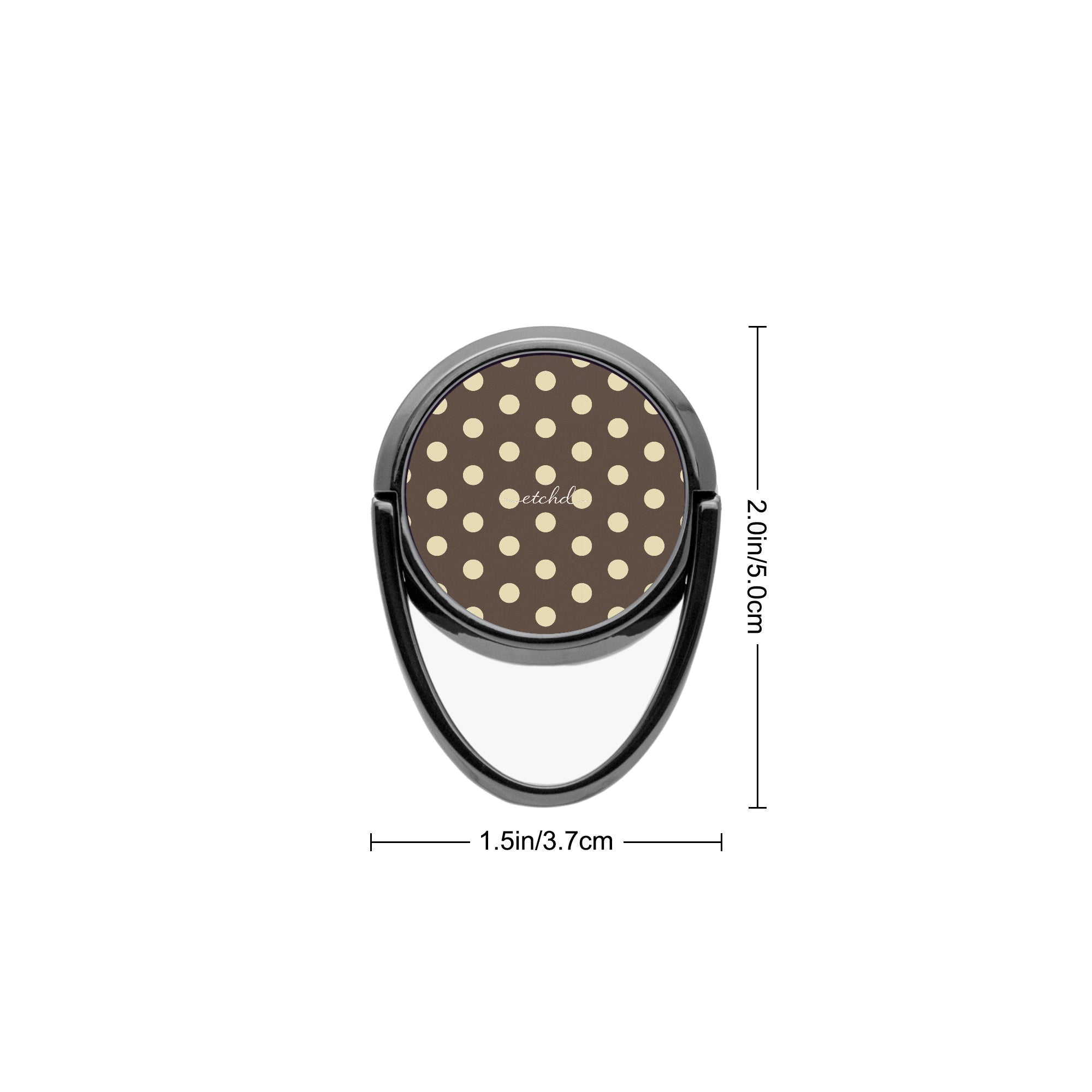 Brown And Butter Yellow Polka Dot Phone Ring Holder by etchd, view 3