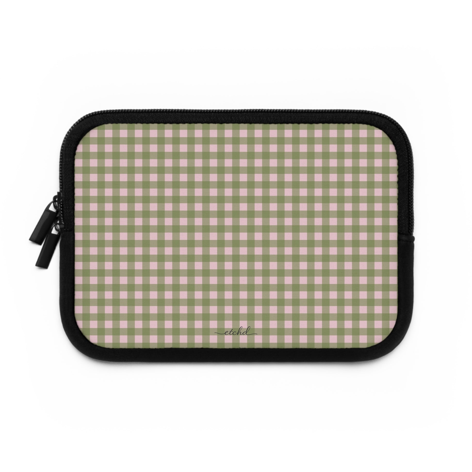 Green & Pink Gingham Custodia per laptop di etchd, vista 2