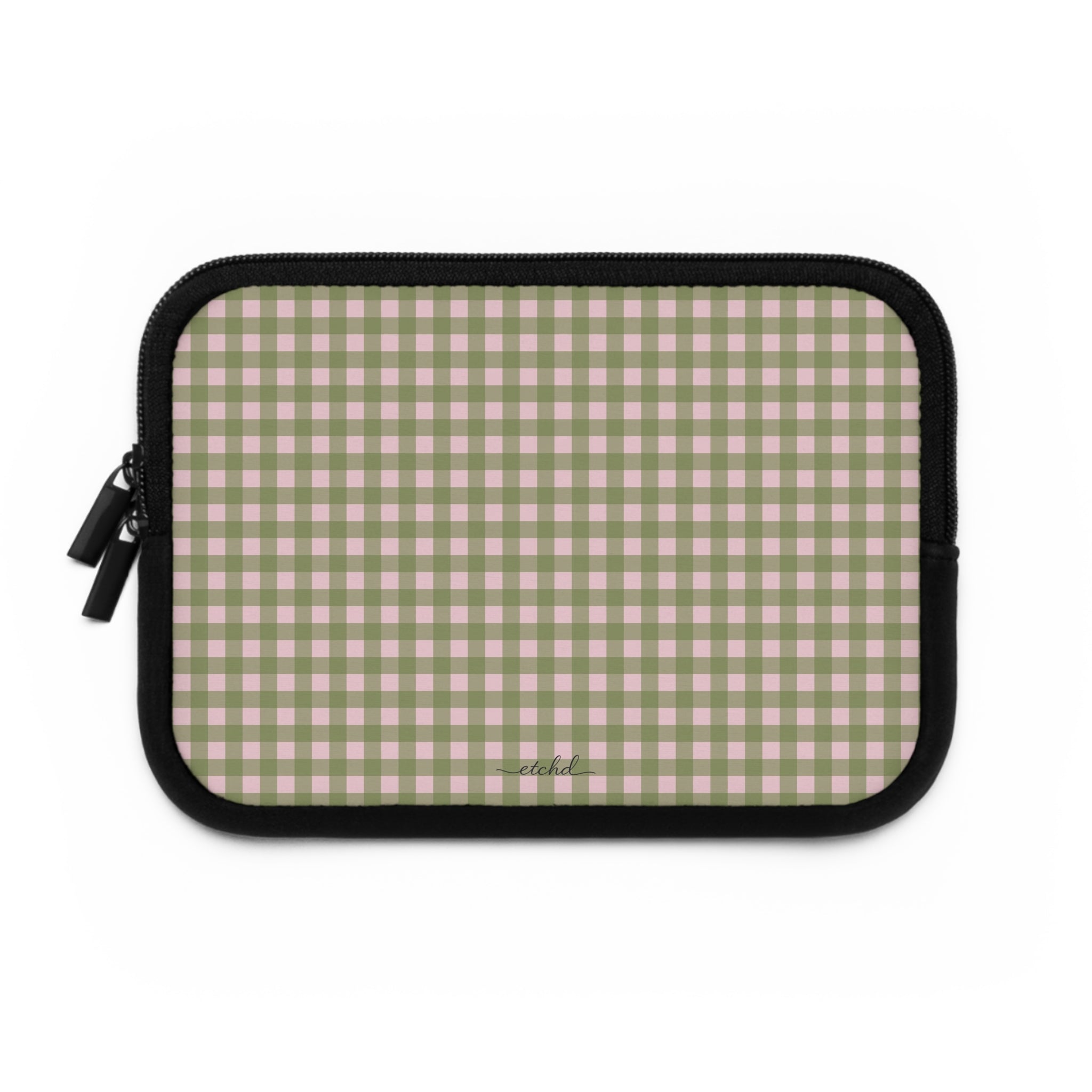 Green & Pink Gingham Laptop Sleeve by etchd, view 2