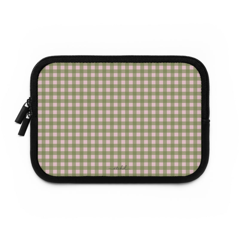 Green & Pink Gingham Custodia per laptop di etchd, vista 2