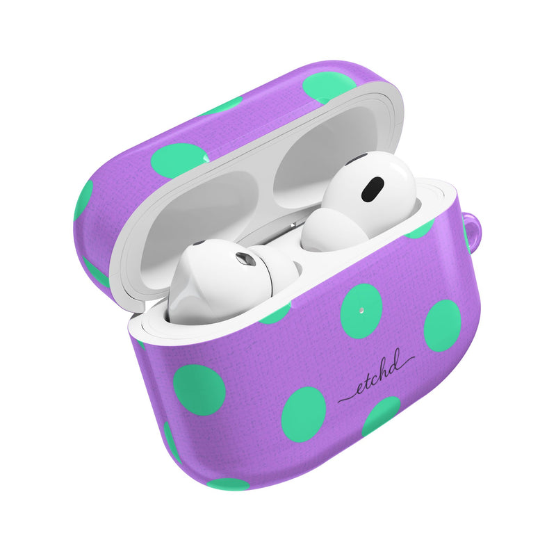 Hypermint & Lilac Polka Dot AirPod Case by etchd, view 9