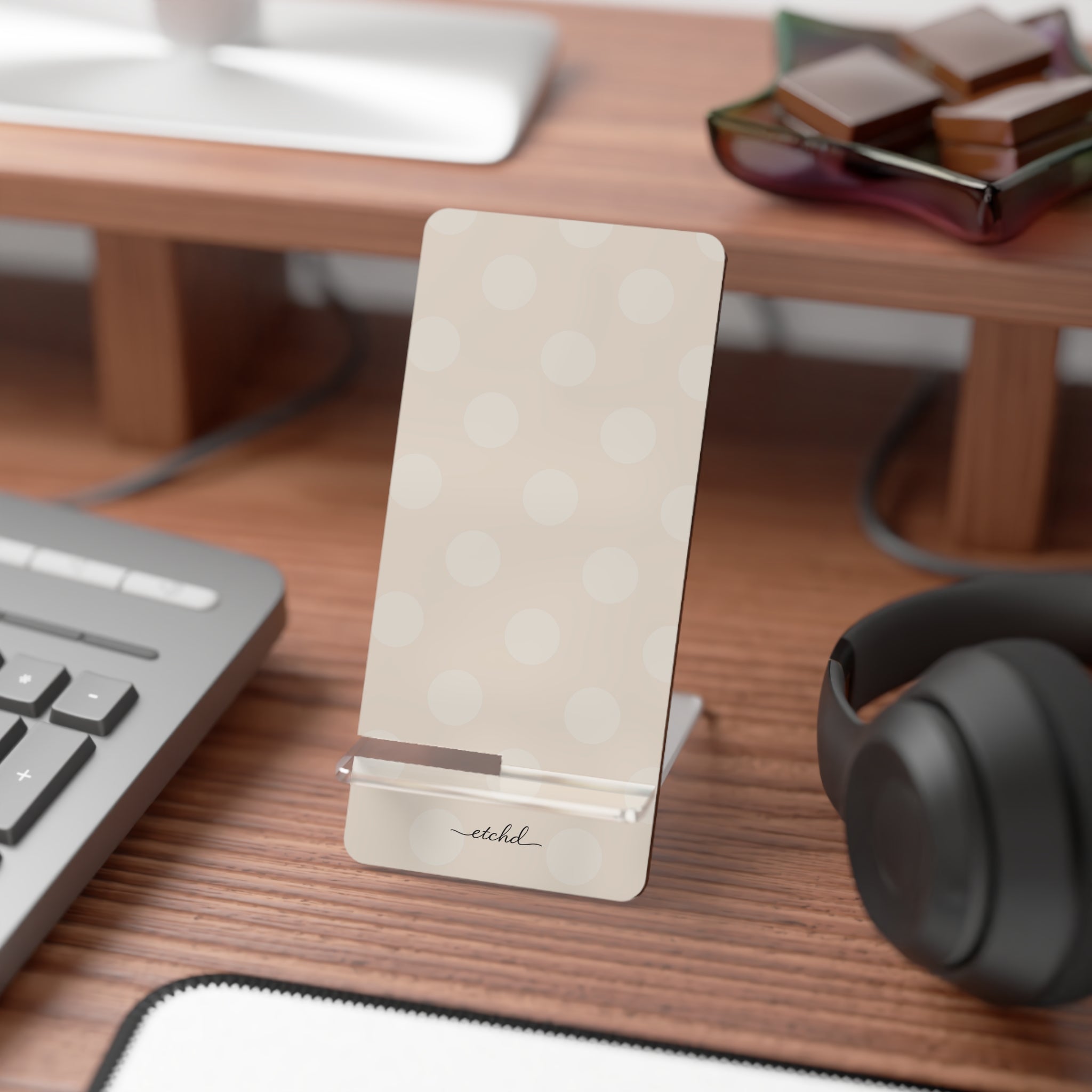 Neutral Polka Dot Phone Stand by etchd, view 3