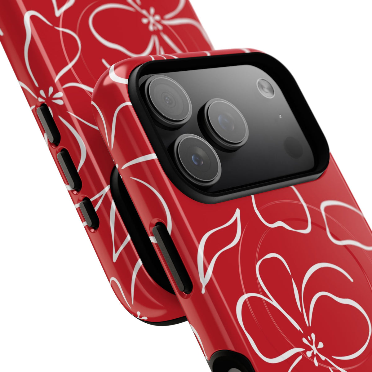 Classic Red & White Floral Magnetic Phone Case by etchd, view 99