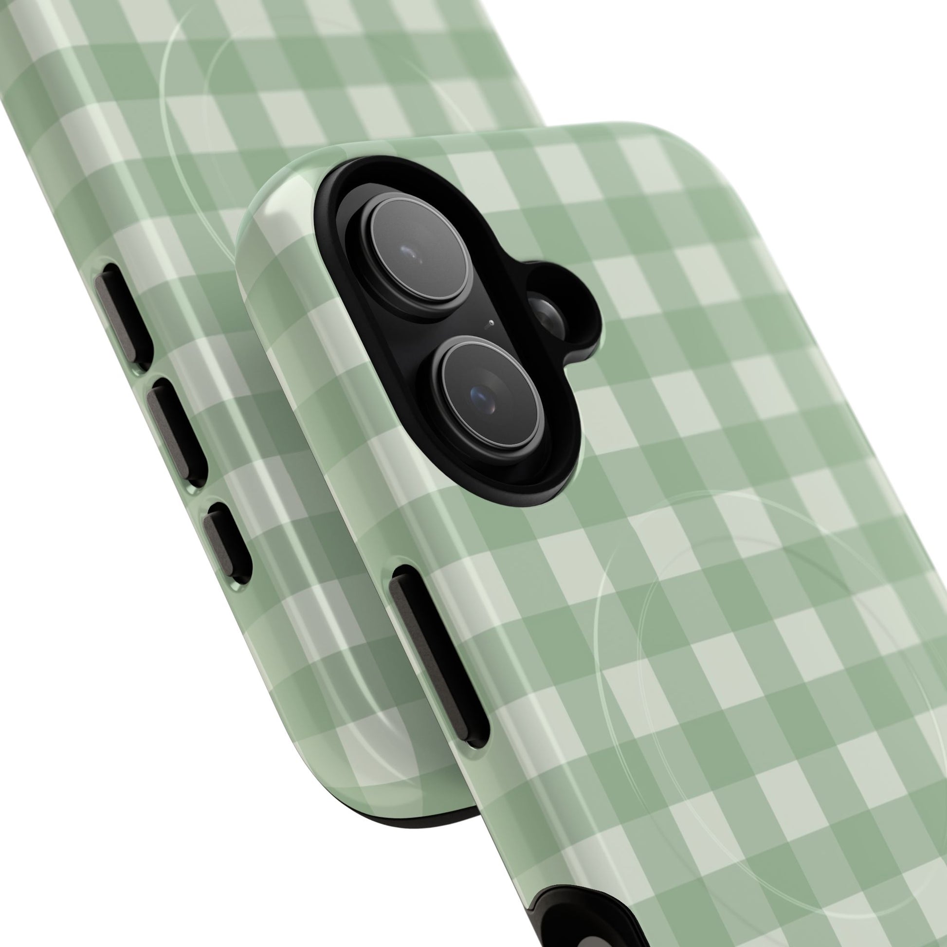 Sage & Cream Gingham Magnetic Phone Case by etchd, view 87