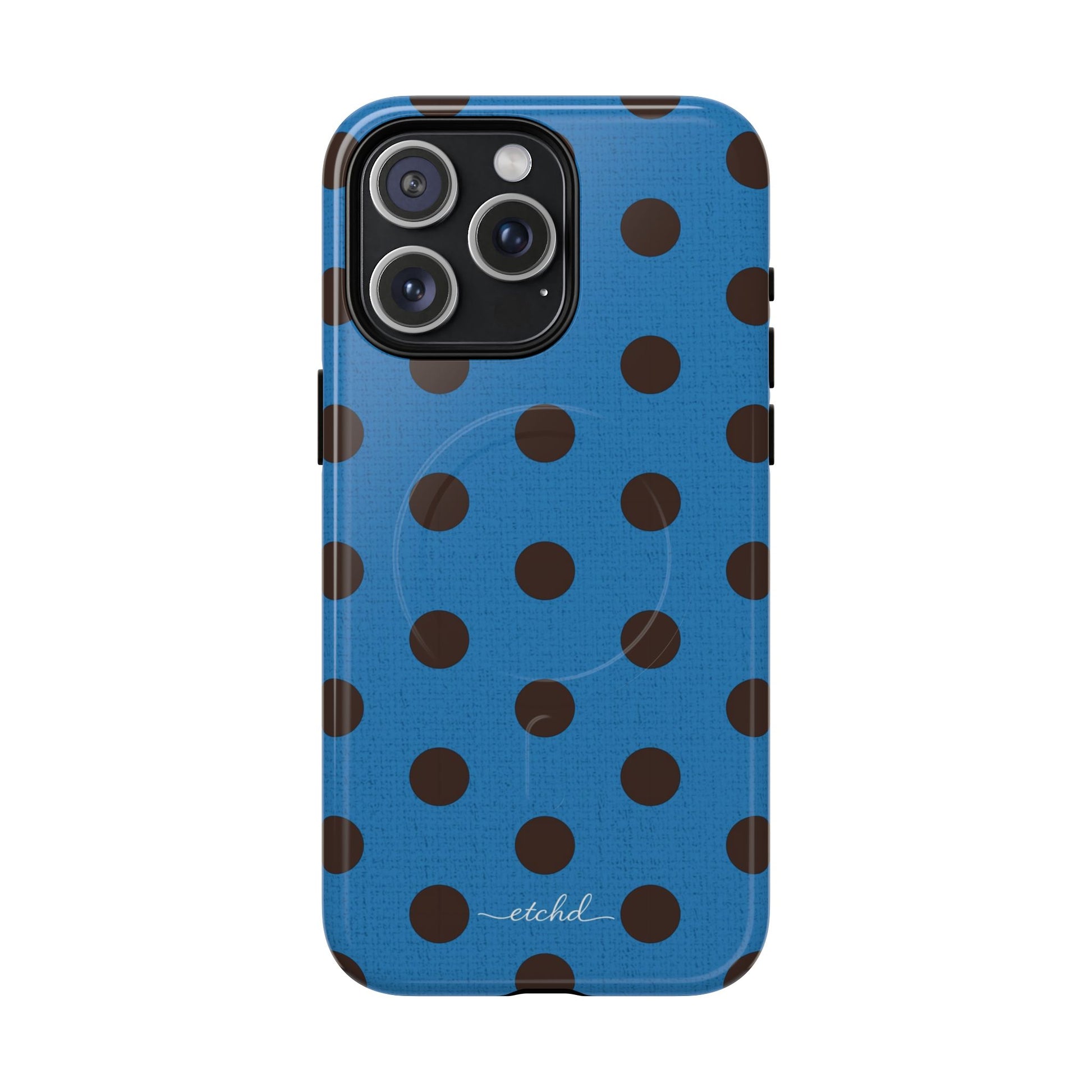Espresso And Cerulean Polka Dot Magnetic Phone Case by etchd, view 8
