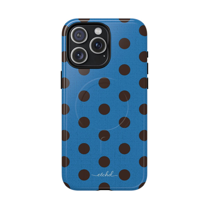 Espresso And Cerulean Polka Dot Magnetic Phone Case-zoom-
