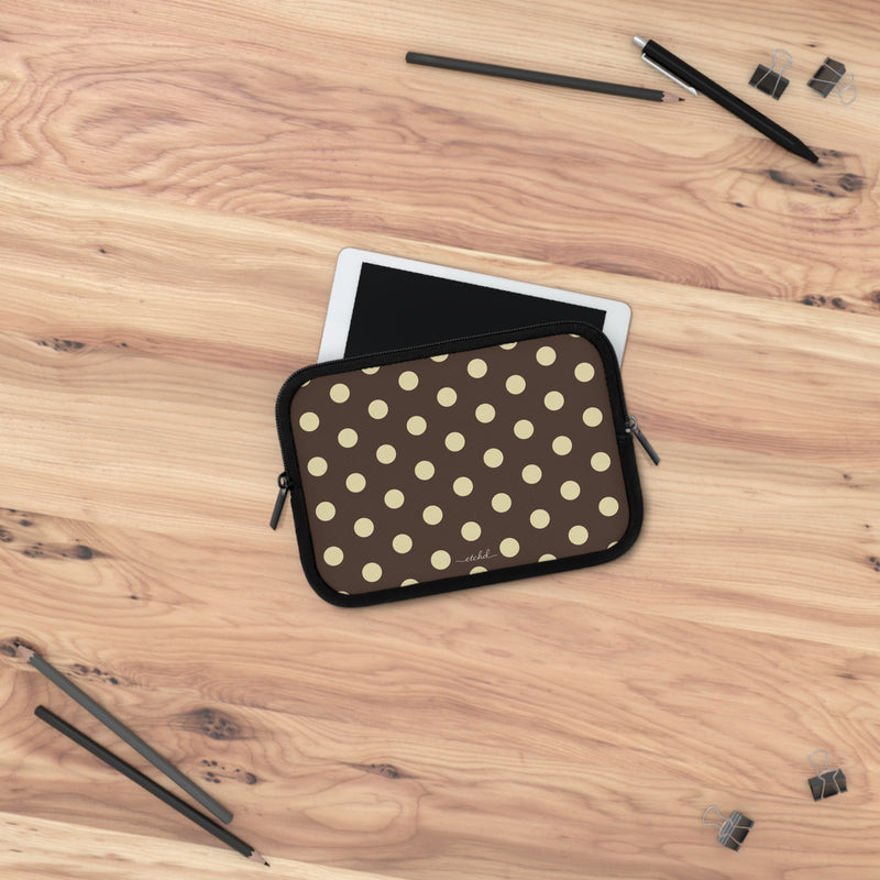 Brown And Butter Yellow Polka Dot Laptop Sleeve by etchd, view 14