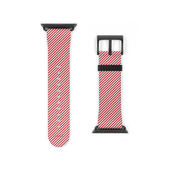 Classic Red & White Striped Diagonal Smartwatch Strap by etchd, view 9