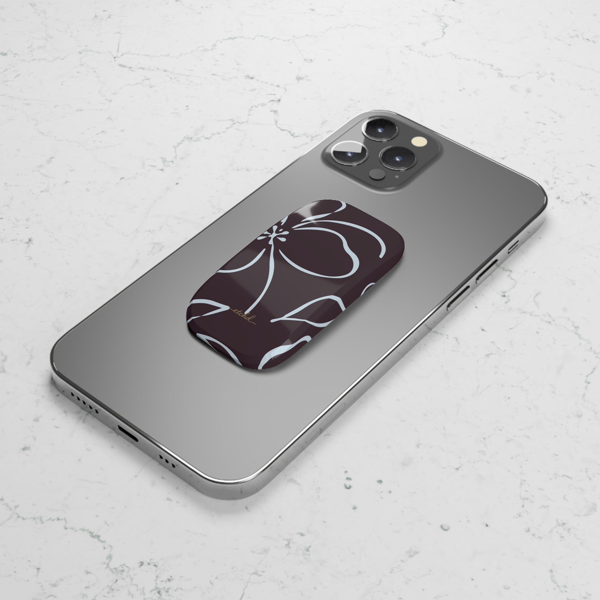 Plum & Blue Floral Click-On Phone Grip by etchd, view 5
