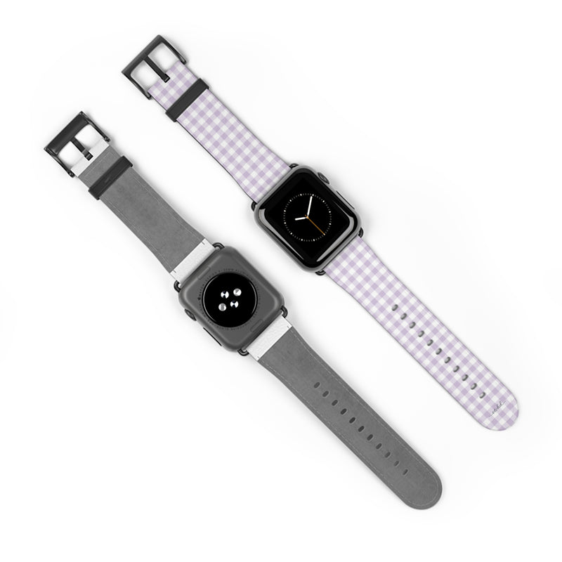 Lilac & White Gingham Smartwatch Strap by etchd, view 10