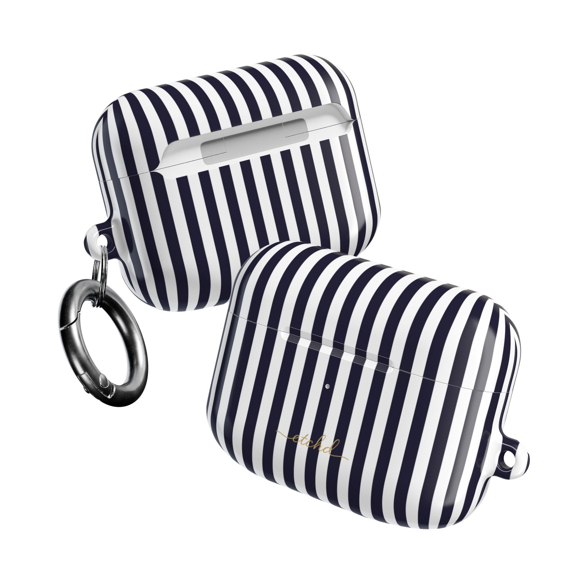 Navy & White Striped AirPod Case by etchd, view 10