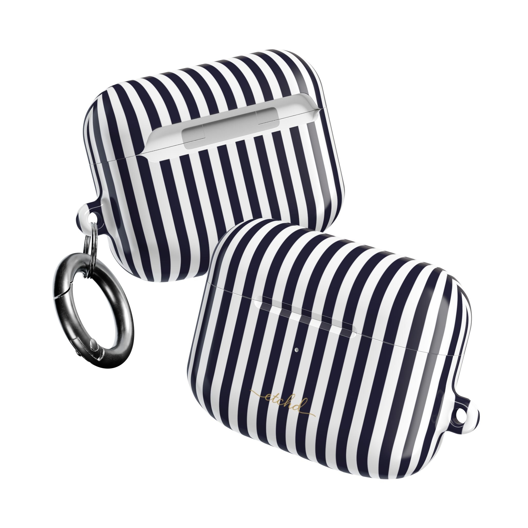 Navy & White Striped AirPod Case by etchd, view 10