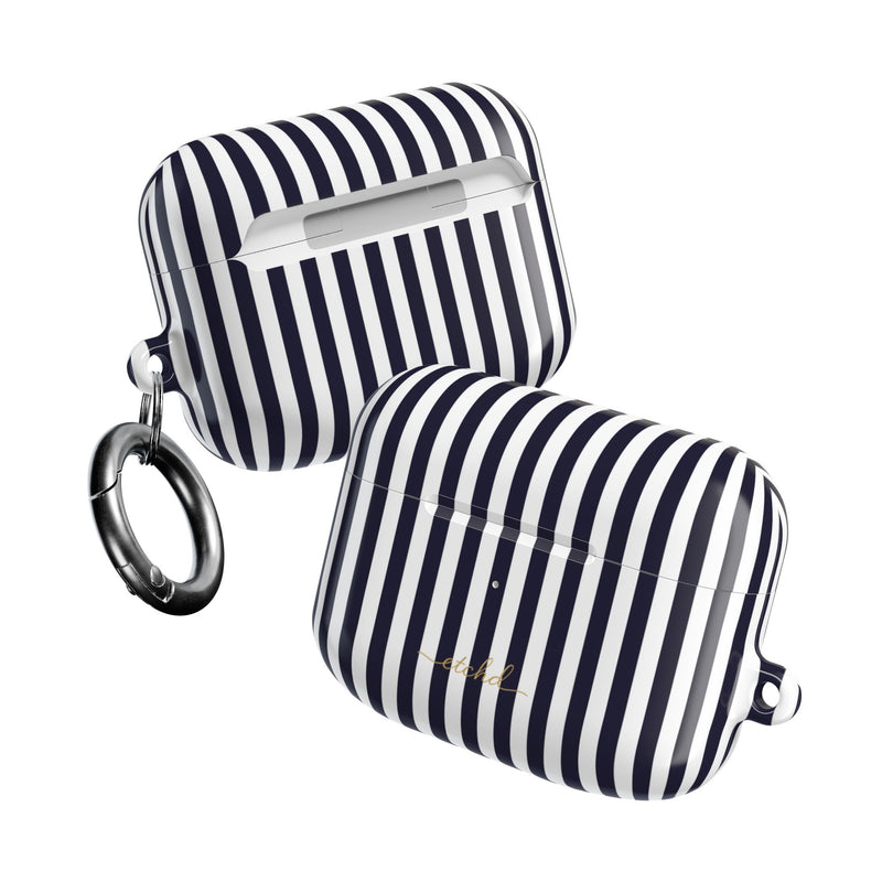 Navy & White Striped AirPod Case by etchd, view 10