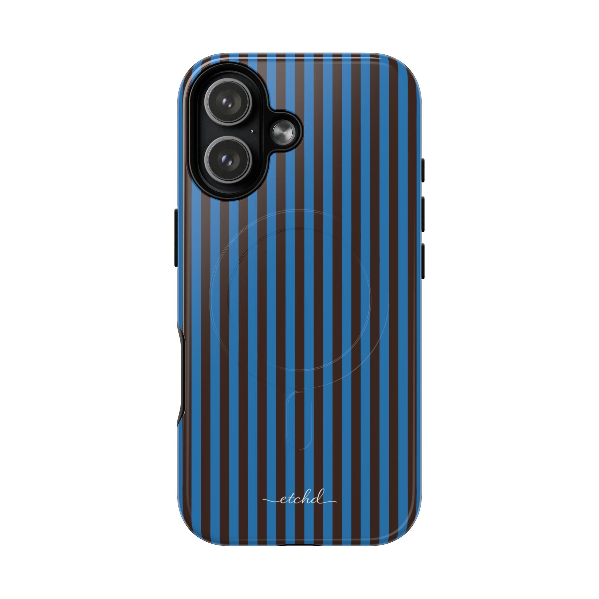 Espresso & Cerulean Striped Magnetic Phone Case by etchd, view 25