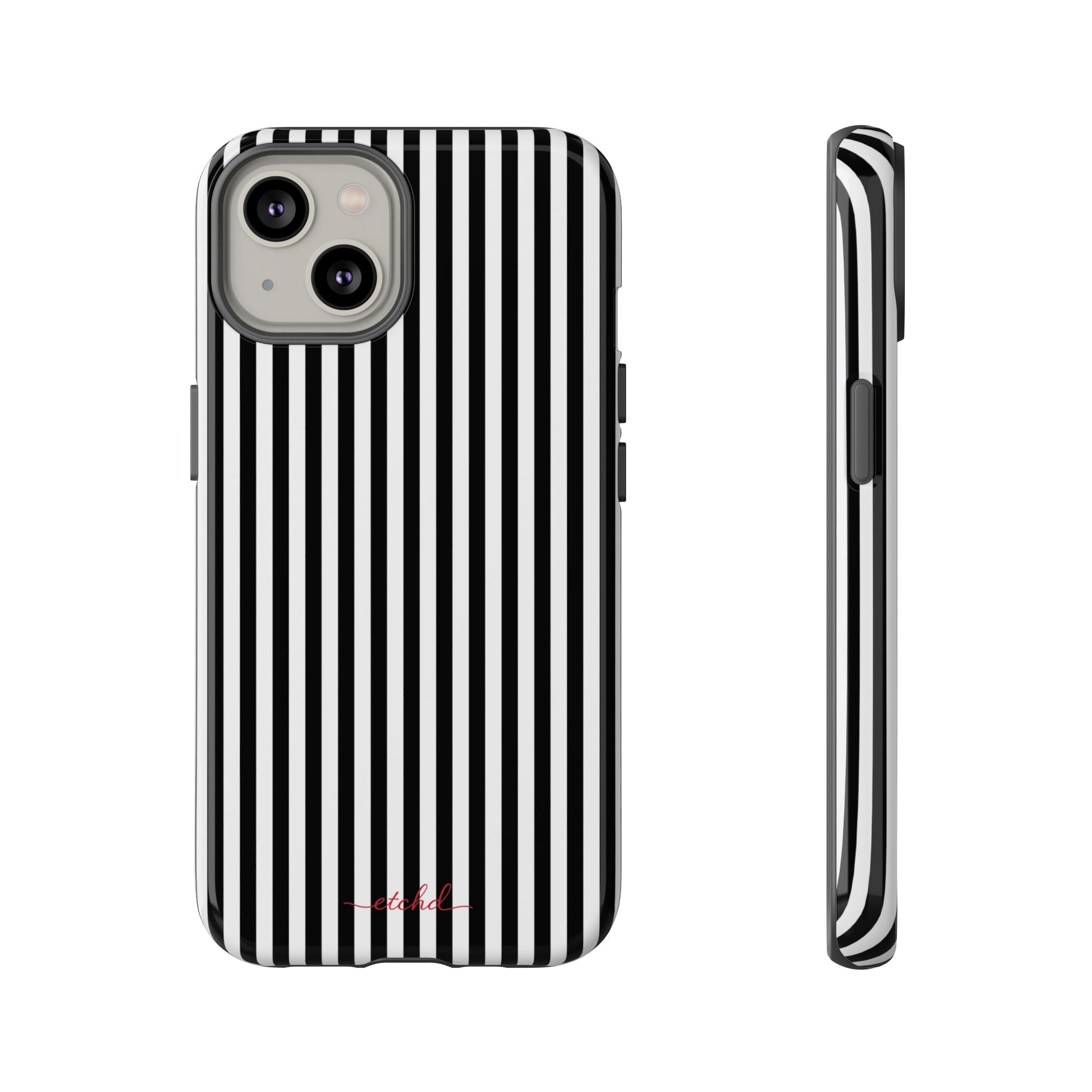 Black & White Striped Phone Case by etchd, view 2