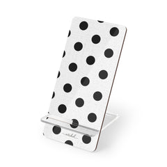Black & White Polka Dot Phone Stand by etchd