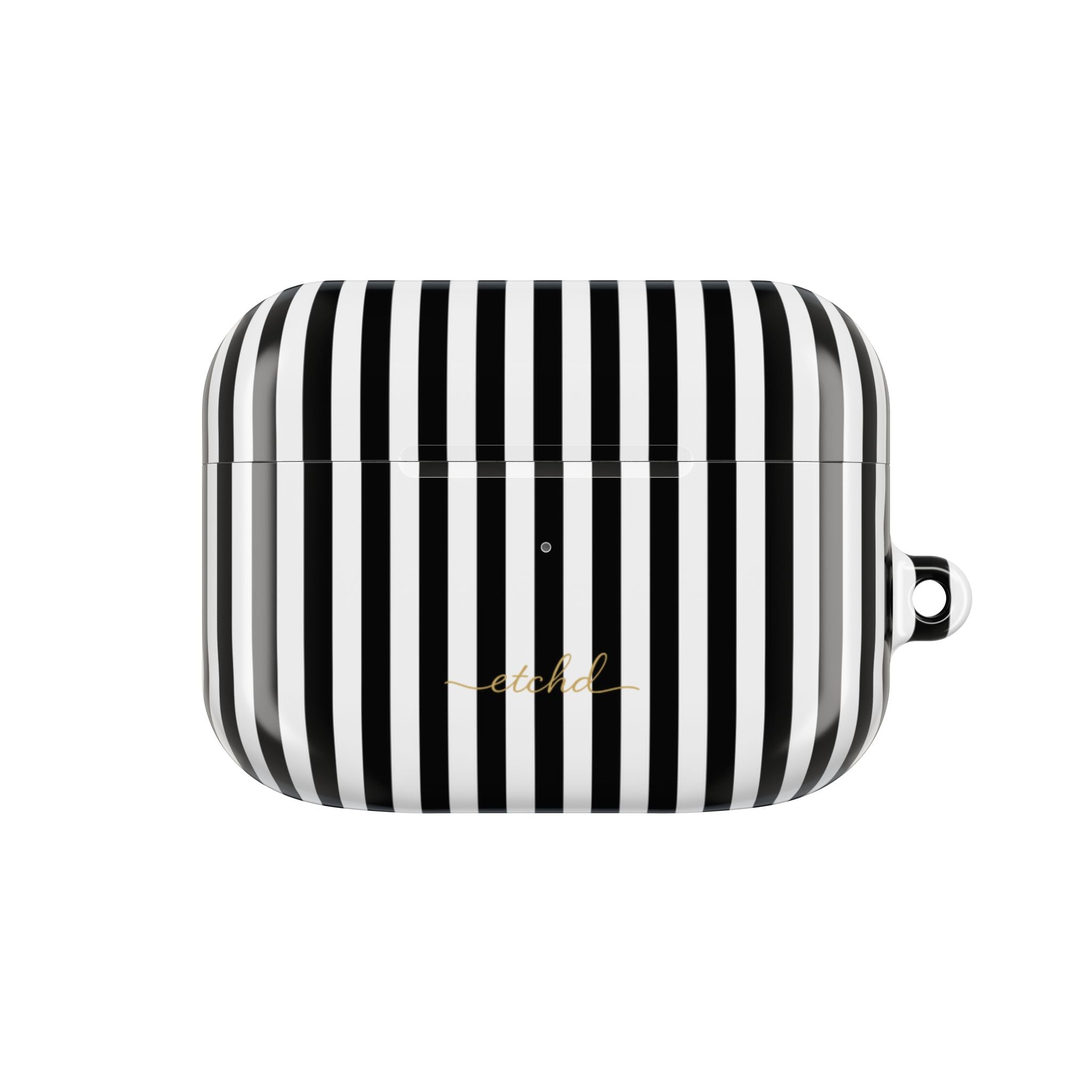 Black & White Striped AirPod Case by etchd