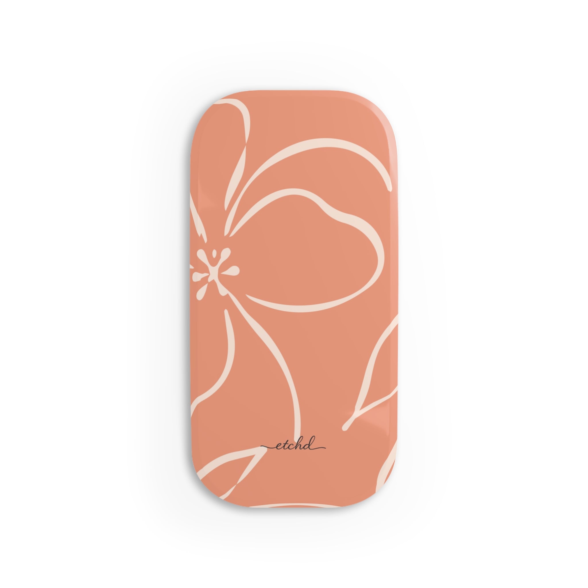 Coral & Cream Floral Click-On Phone Grip by etchd