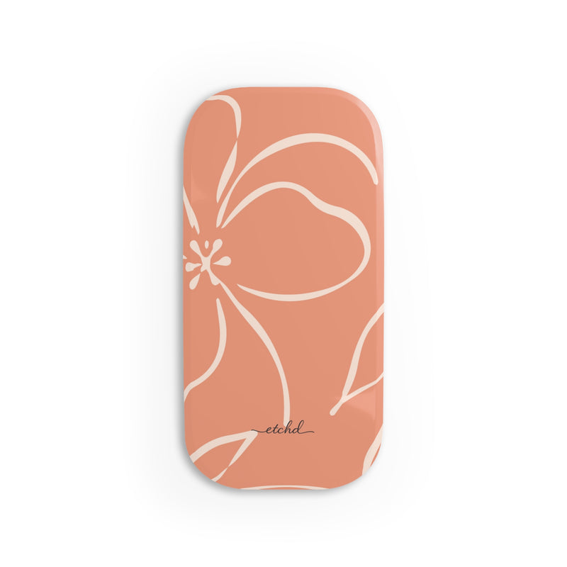 Coral & Cream Floral Click-On Phone Grip by etchd