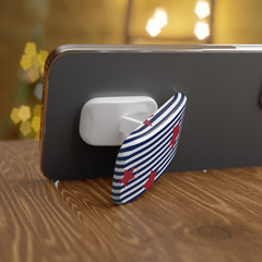 Blue Stripes & Red Stars Click-On Phone Grip by etchd, view 4