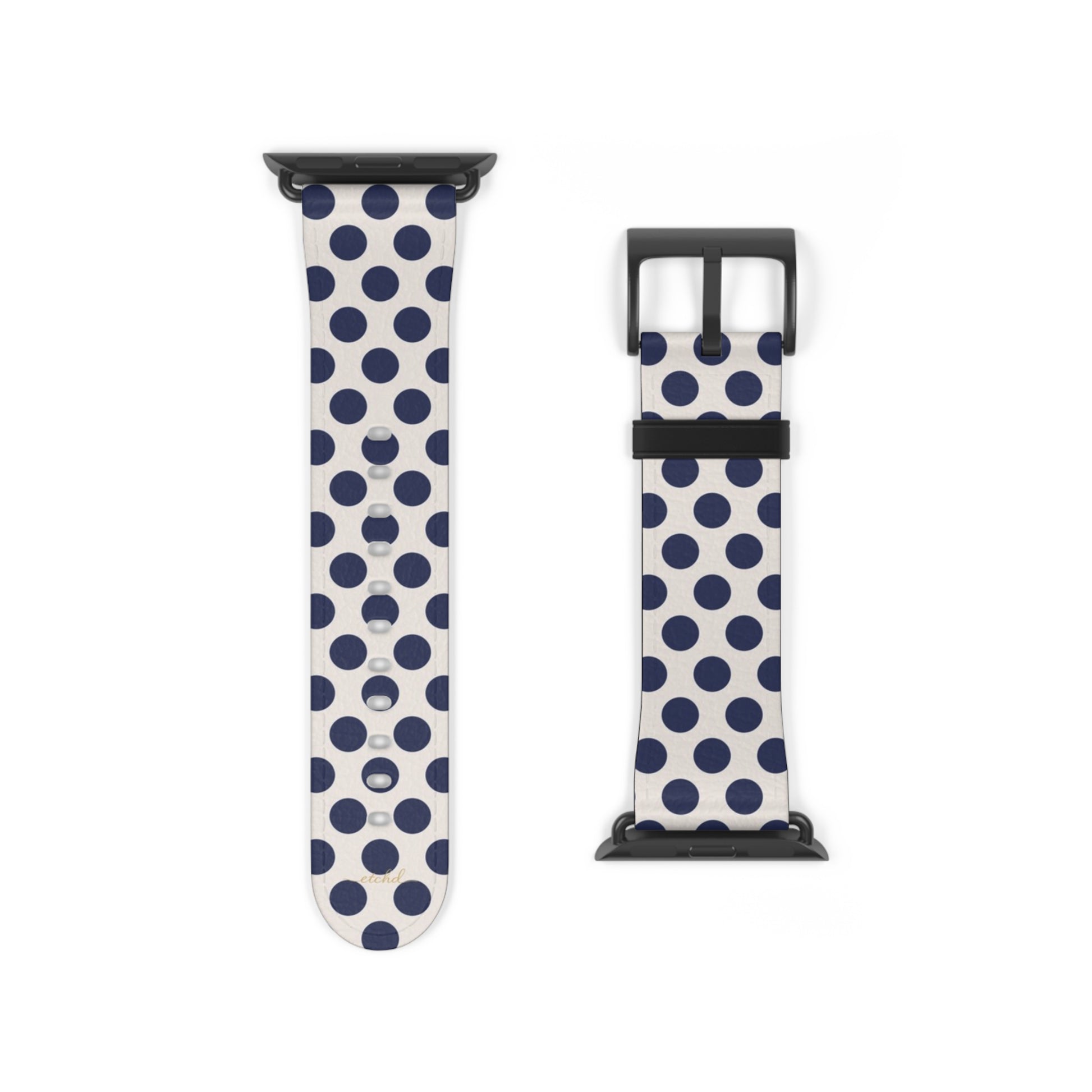 Navy & Cream Polka Dot Smartwatch Strap by etchd, view 9