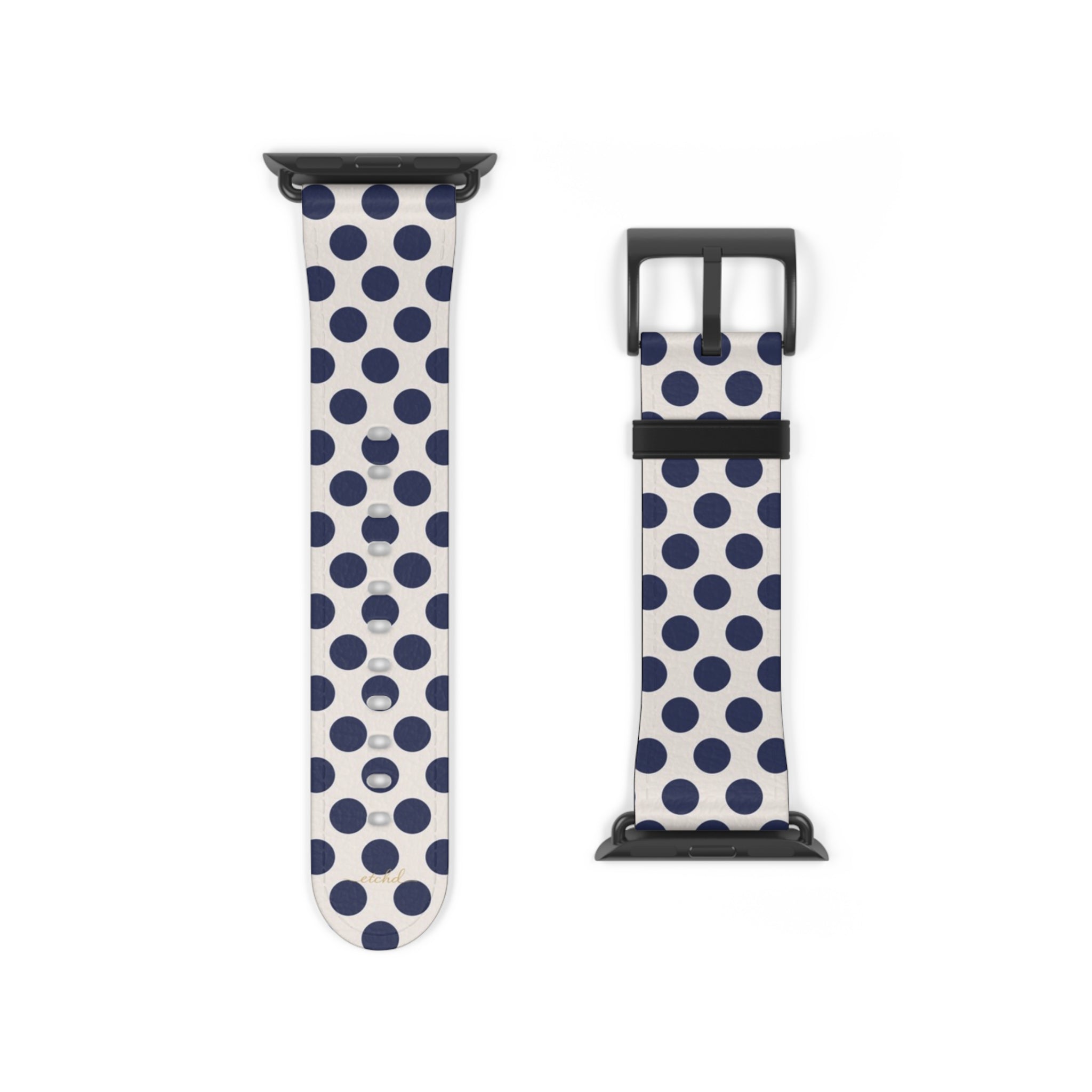 Navy & Cream Polka Dot Smartwatch Strap by etchd, view 9