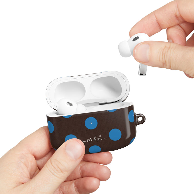 Cerulean & Espresso Polka Dot AirPod Case by etchd, view 11
