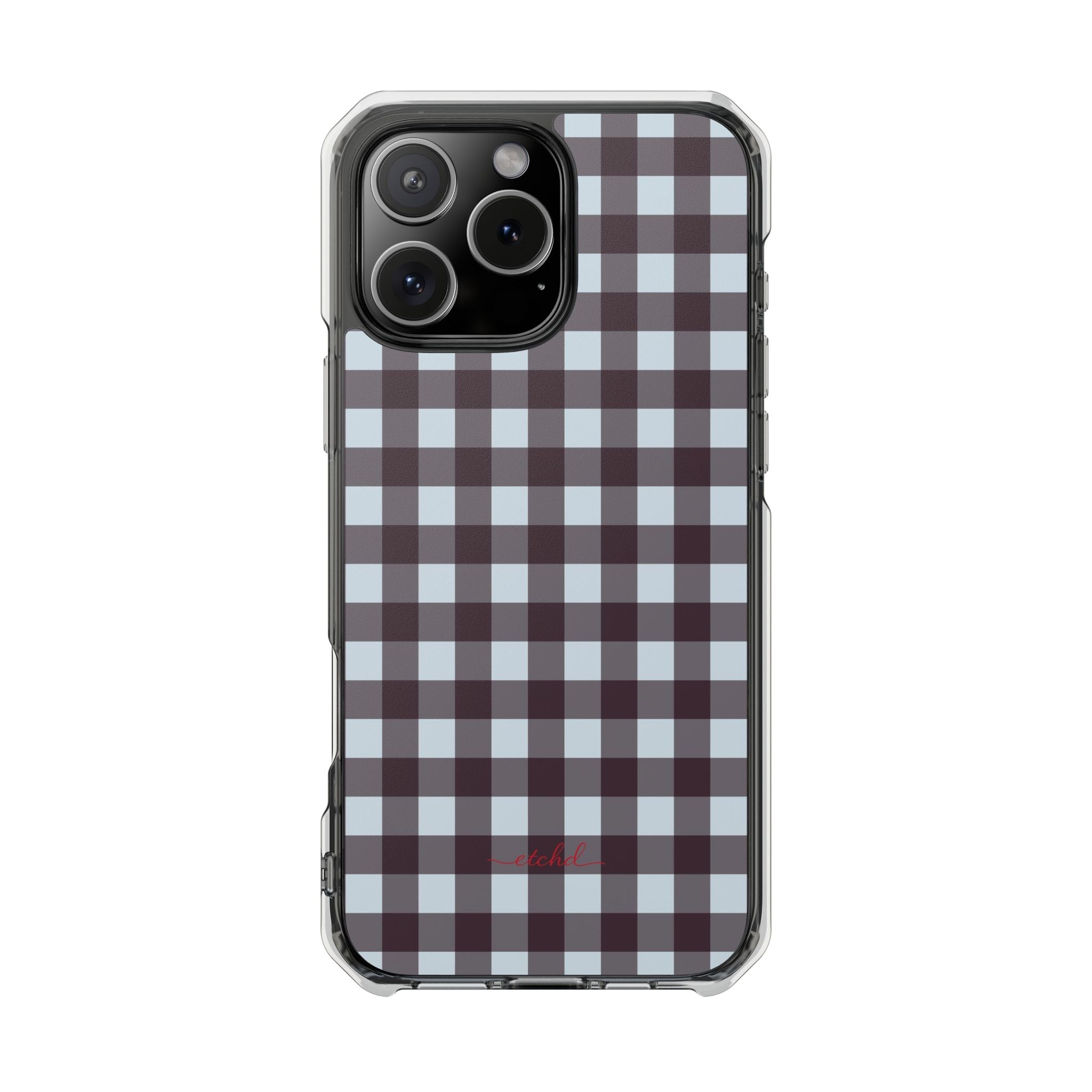 Blue & Plum Gingham Clear Magnetic Phone Case by etchd