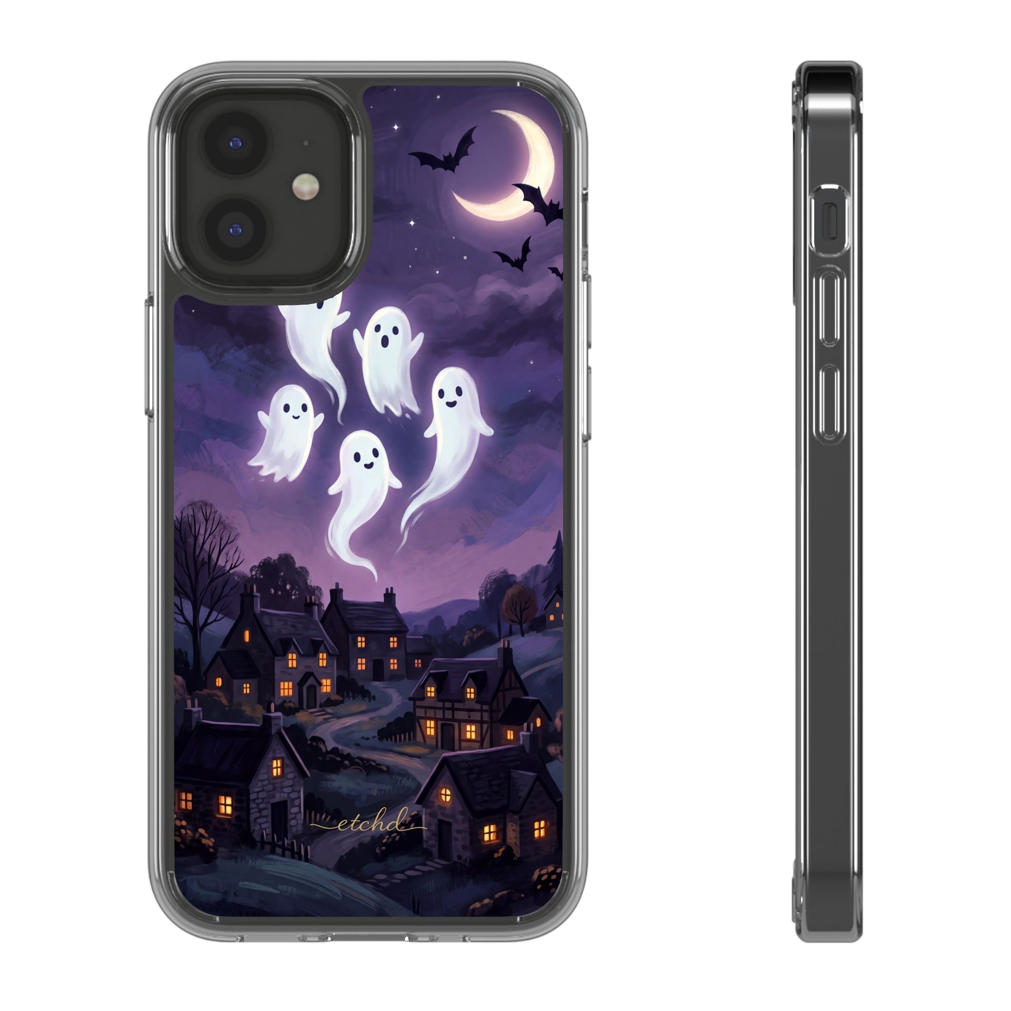 Ghost Parade Clear Phone Case by etchd, view 2