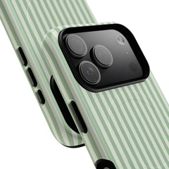 Sage & Cream Striped Magnetic Phone Case by etchd, view 100