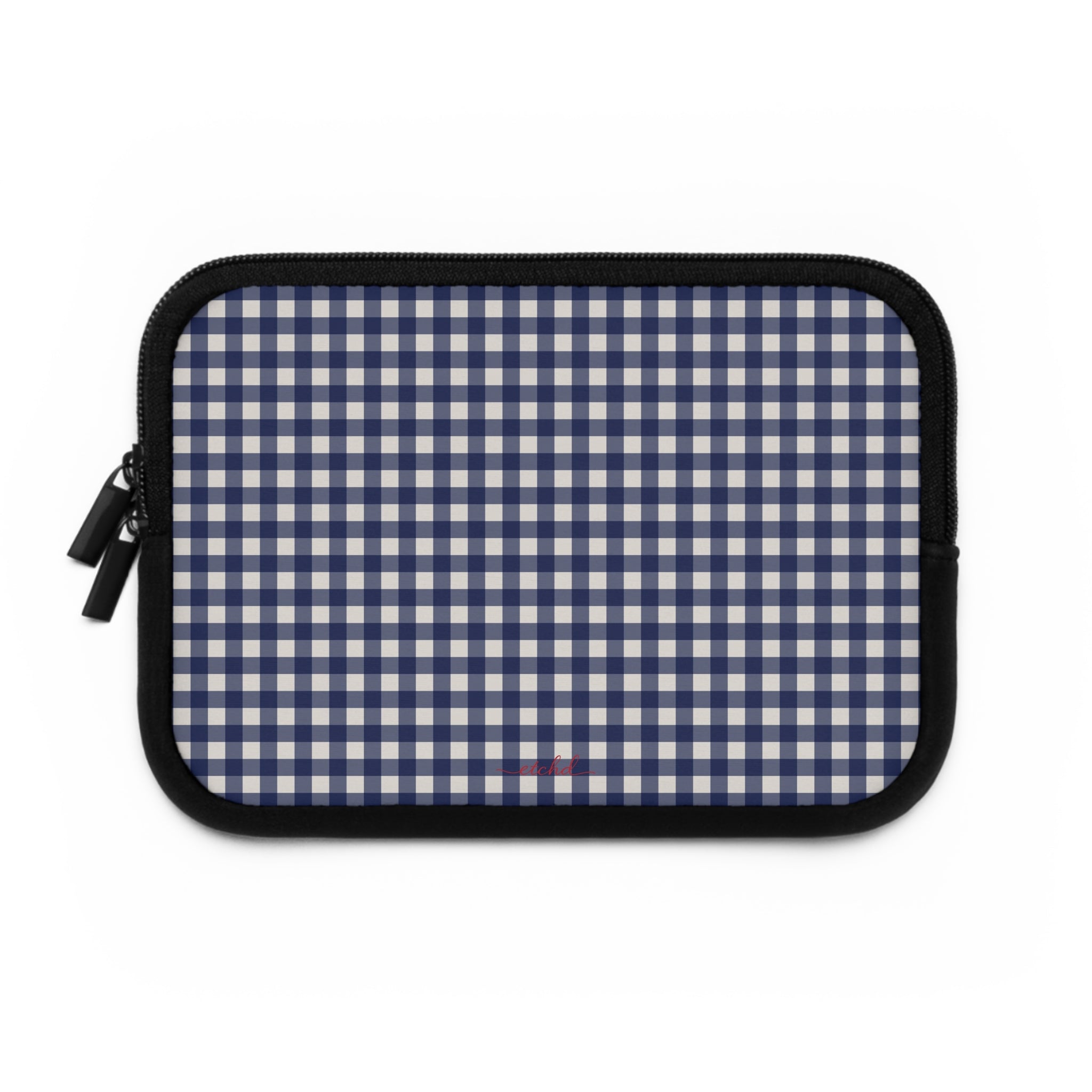 Navy & Cream Gingham Laptop Sleeve by etchd, view 2
