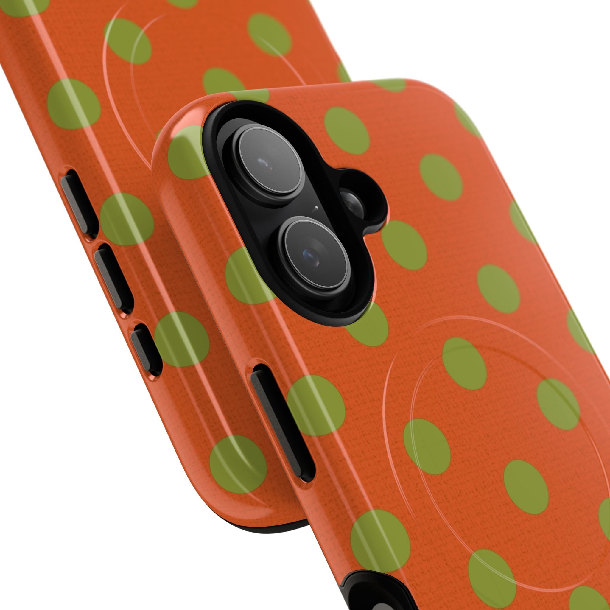 Wasabi & Persimmon Polka Dot Magnetic Phone Case by etchd, view 87