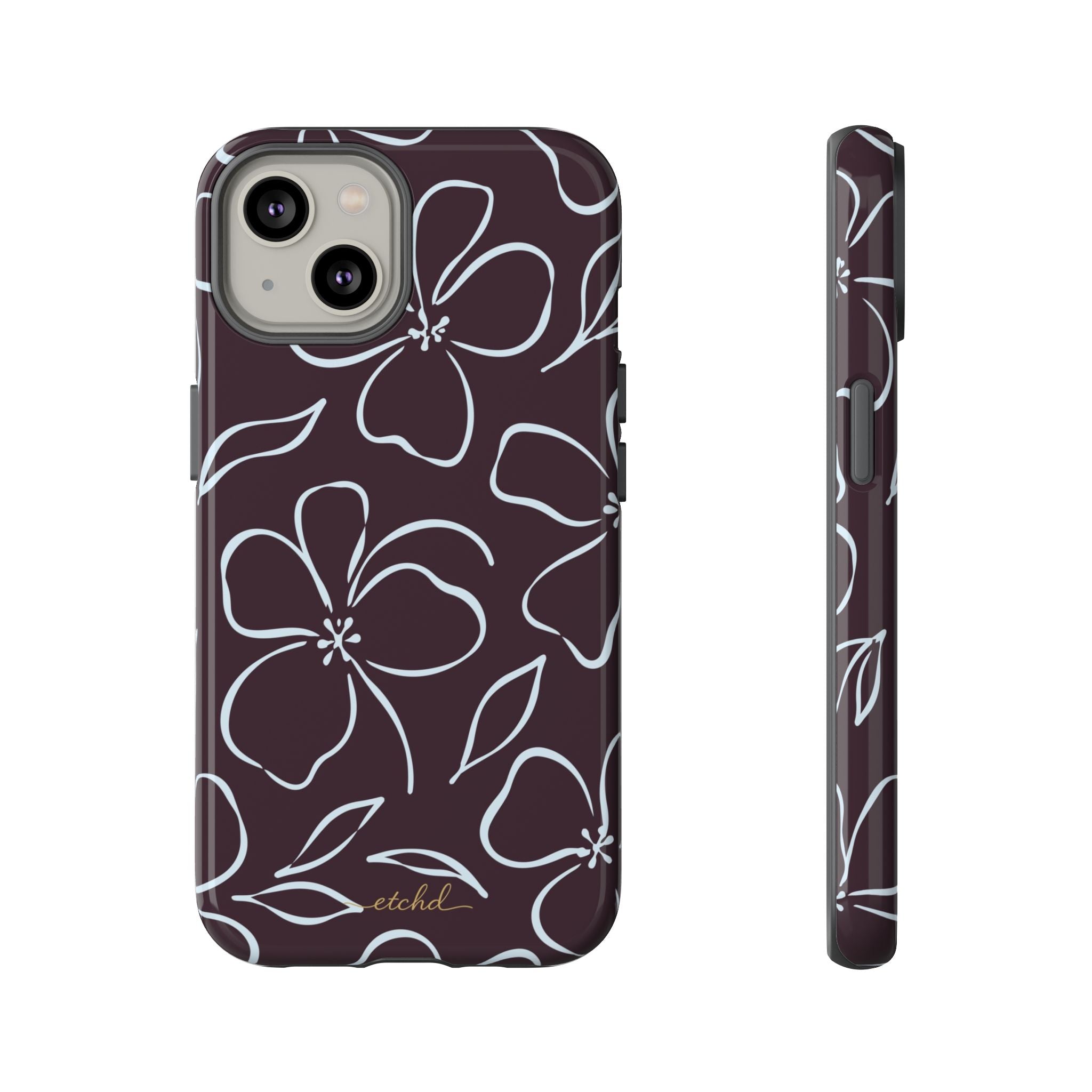 Plum & Blue Floral Funda para móvil de etchd, vista 2