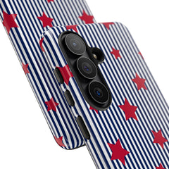 Blue Stripes & Red Stars Phone Case by etchd, view 209