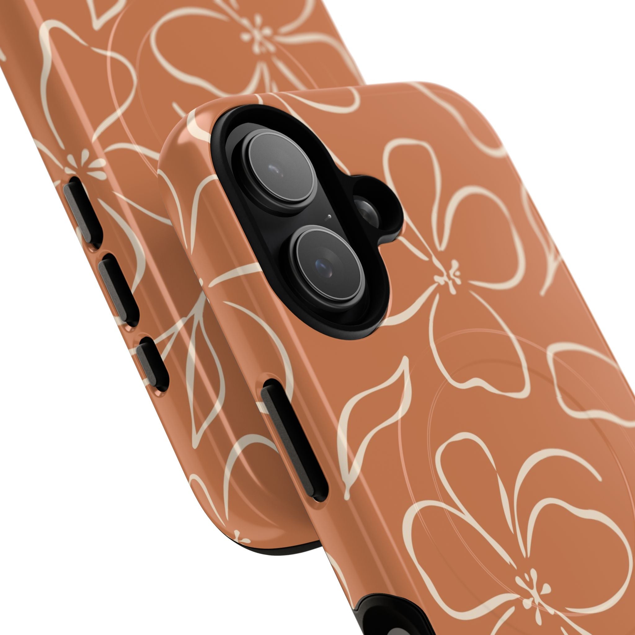 Terracotta & Cream Floral Magnetic Phone Case by etchd, view 87