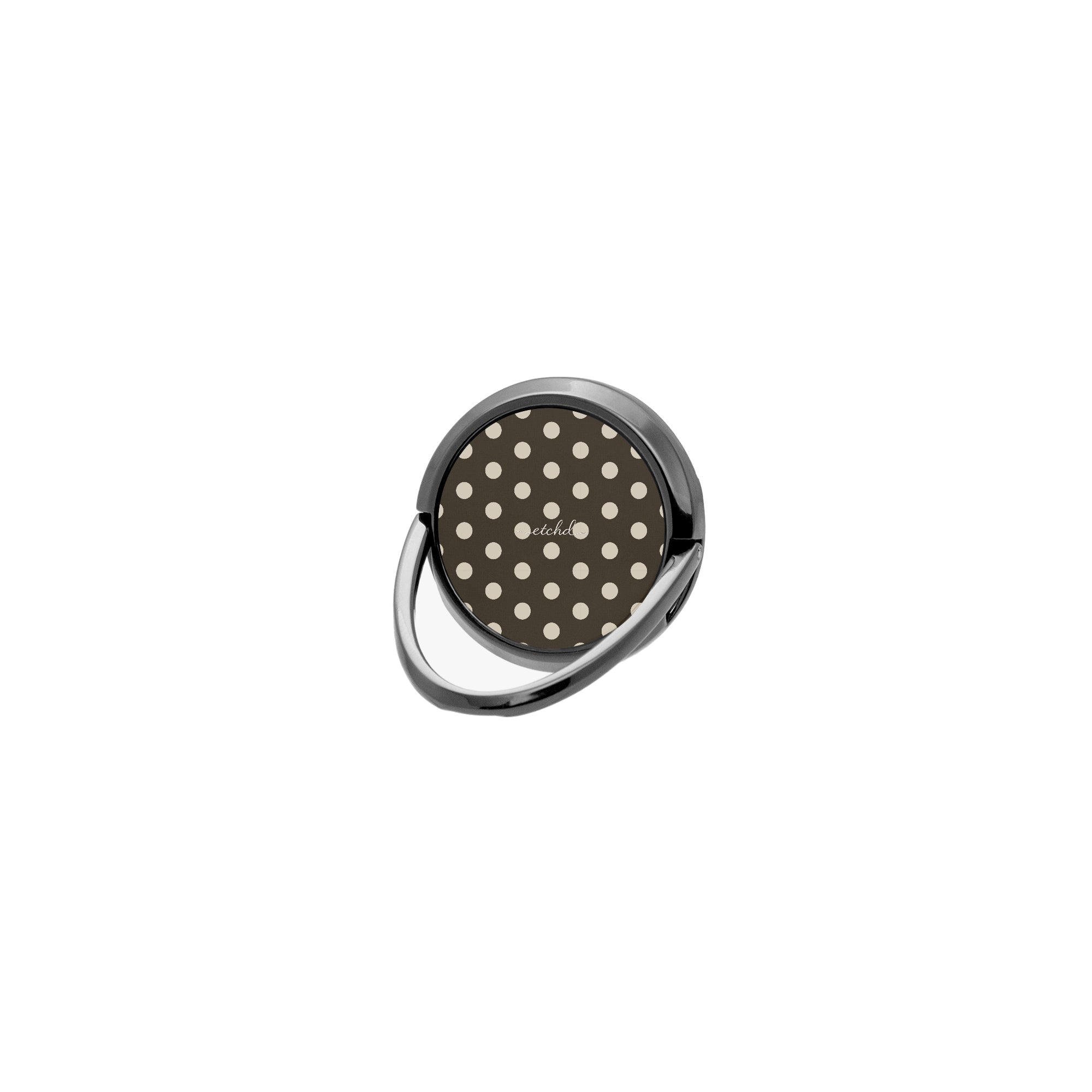 Cream & Brown Polka Dot Phone Ring Holder by etchd