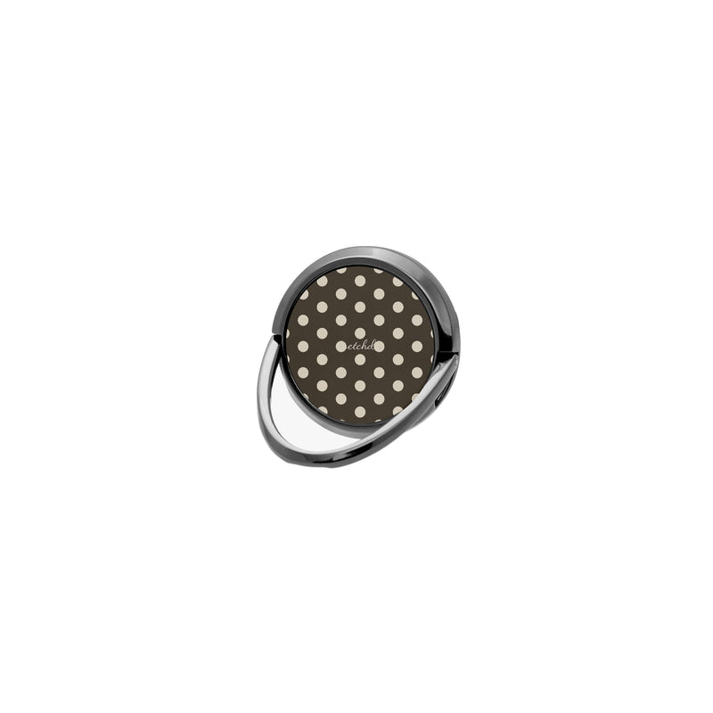 Cream & Brown Polka Dot Handy-Ring-Halterung-zoom-