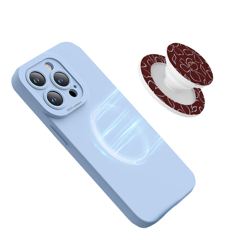Blue & Cherry Floral Phone Grip And Stand-zoom-
