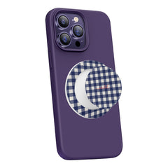 Navy & Cream Gingham Phone Grip And Stand by etchd, view 7