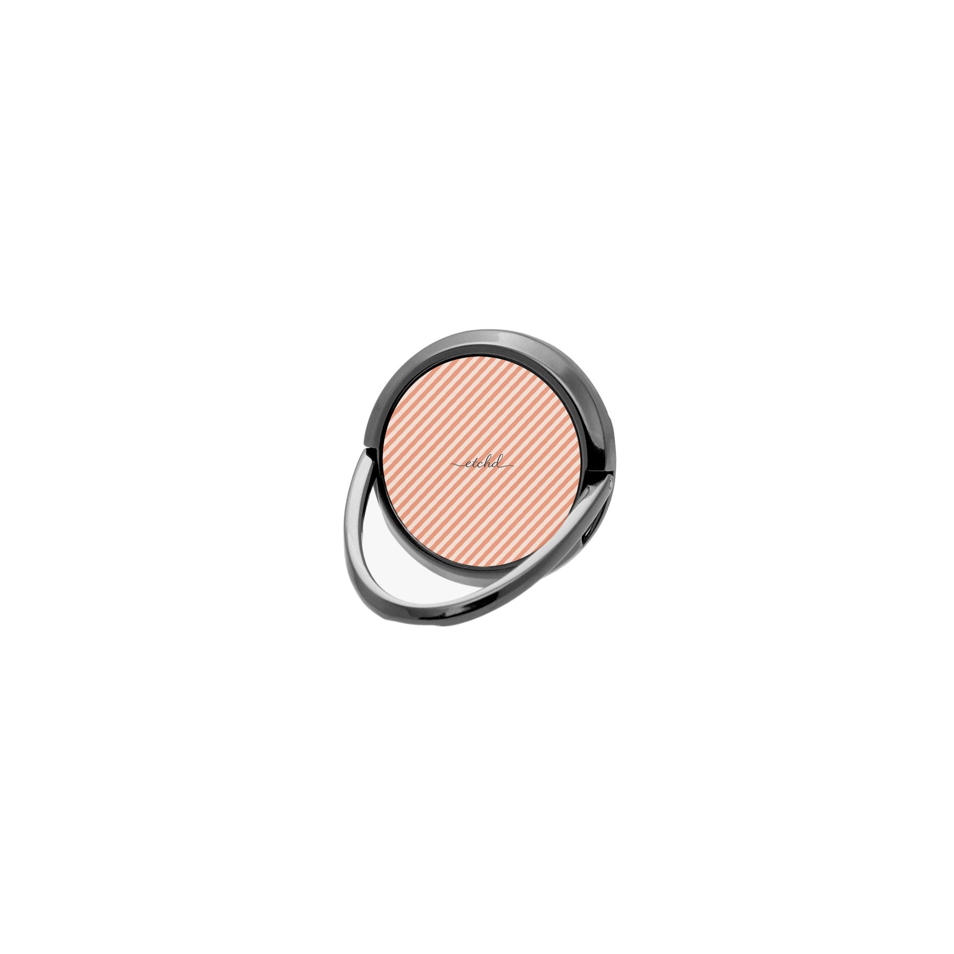 Coral & Cream Striped Diagonal Phone Ring Holder by etchd