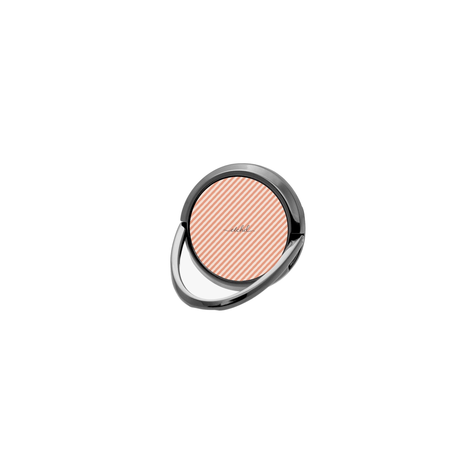 Coral & Cream Striped Diagonal Phone Ring Holder by etchd