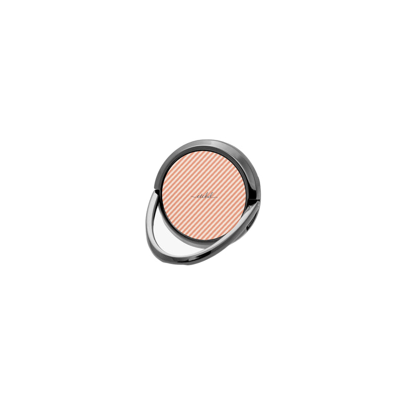 Coral & Cream Striped Diagonal Phone Ring Holder-zoom-