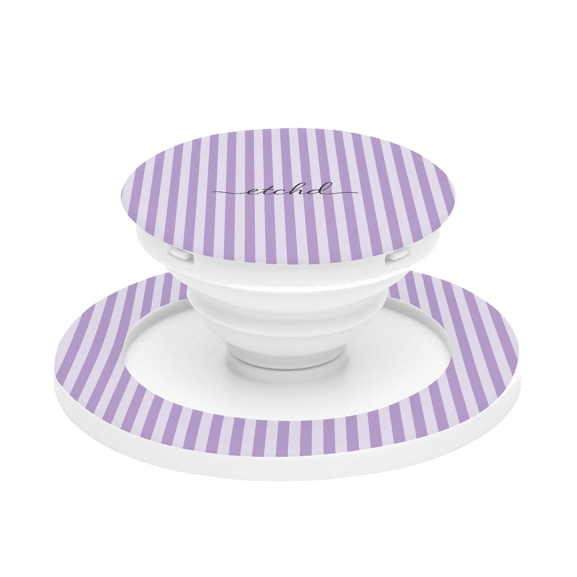Lilac & Cream Striped Phone Grip And Stand by etchd