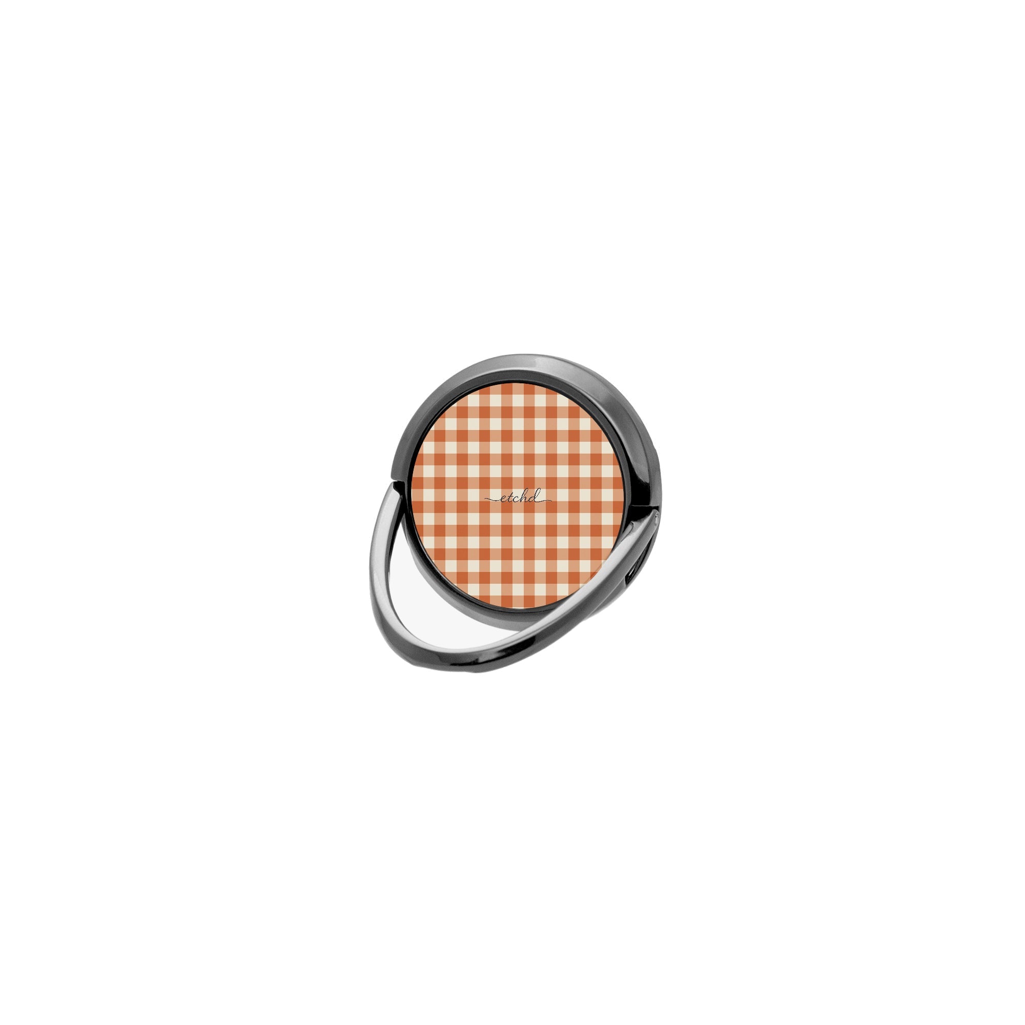 Terracotta & Cream Gingham Phone Ring Holder by etchd