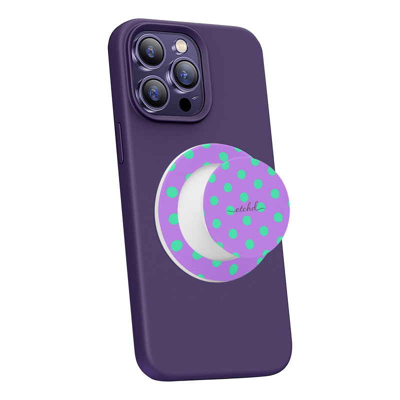 Hypermint And Lilac Polka Dot Phone Grip And Stand-zoom-