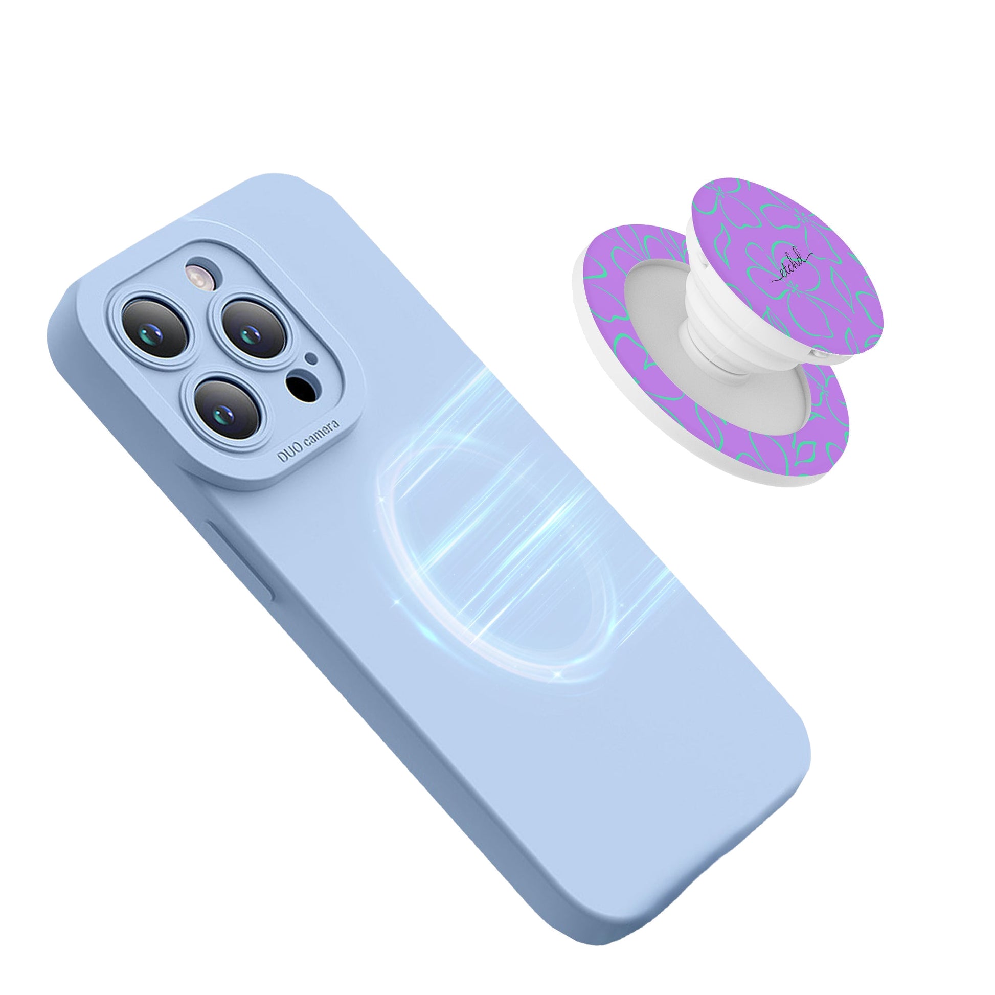 Lilac & Hypermint Floral Phone Grip And Stand by etchd, view 4